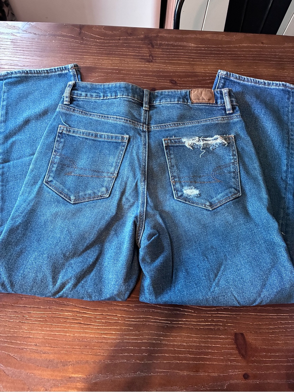 American Eagle Outfitters Distressed Blue Mom Jeans - Picture 3 of 6